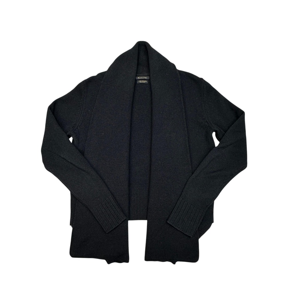 Massimo Dutti Sweater Womens Medium Black Wool Cashmere Open Front Cardigan